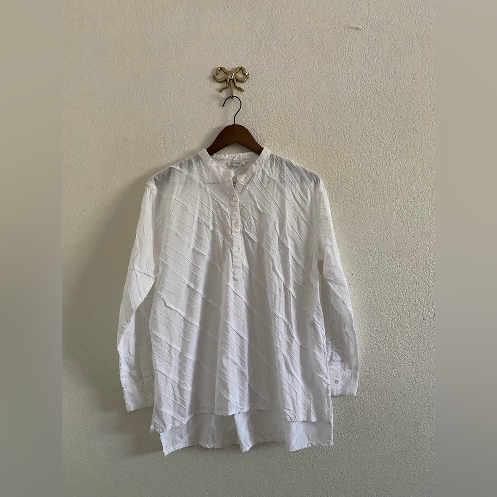 Sundance Snow Cloud Size S Women Popover Top Blouse Shirt White Cotton